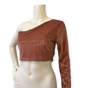 Velvet One Shoulder Crop Top